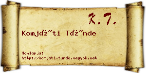 Komjáti Tünde névjegykártya